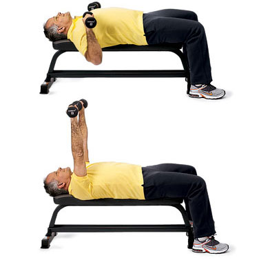 man performing dumbbell chest press