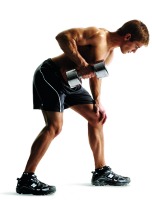 image of man doing a dumbbell One arm row